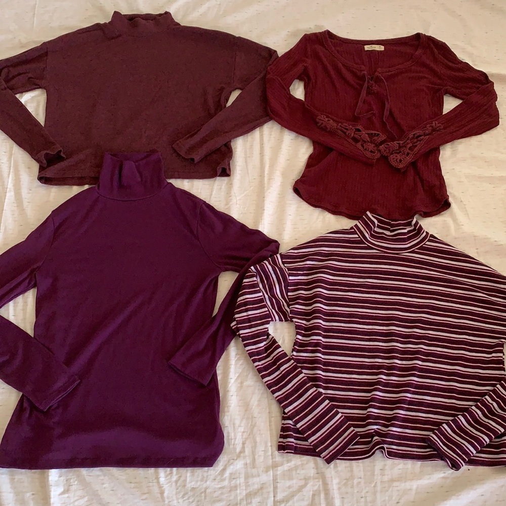 Bundle of 4 maroon/burgundy tops